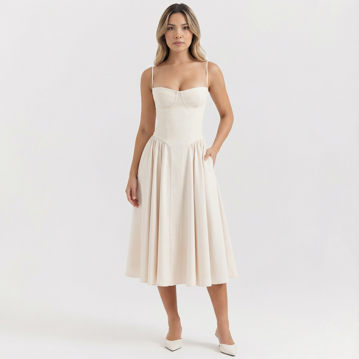 Vestido Corsé Mujer Midi Ajustado