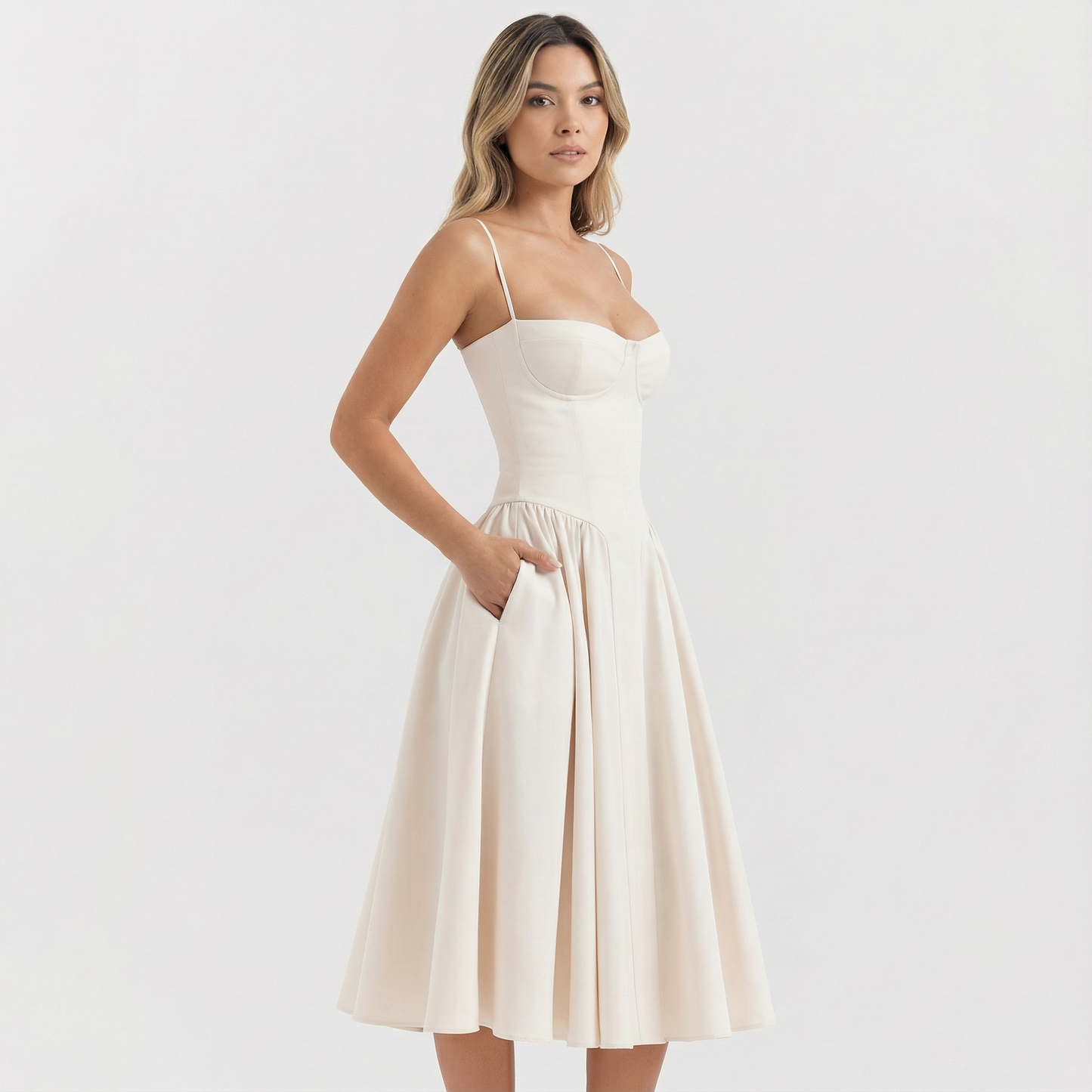 Vestido Corsé Mujer Midi Ajustado