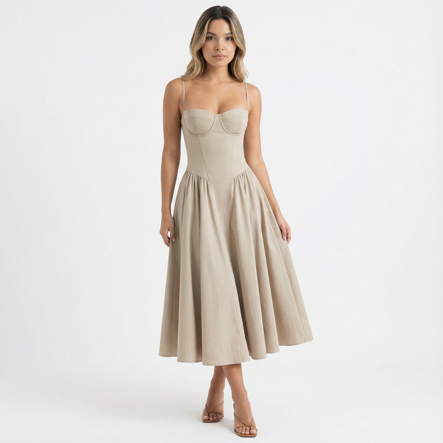 Vestido Corsé Mujer Midi Ajustado