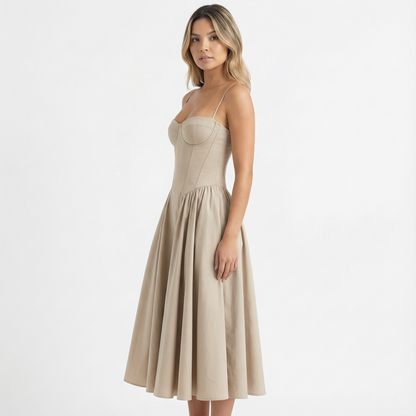 Vestido Corsé Mujer Midi Ajustado