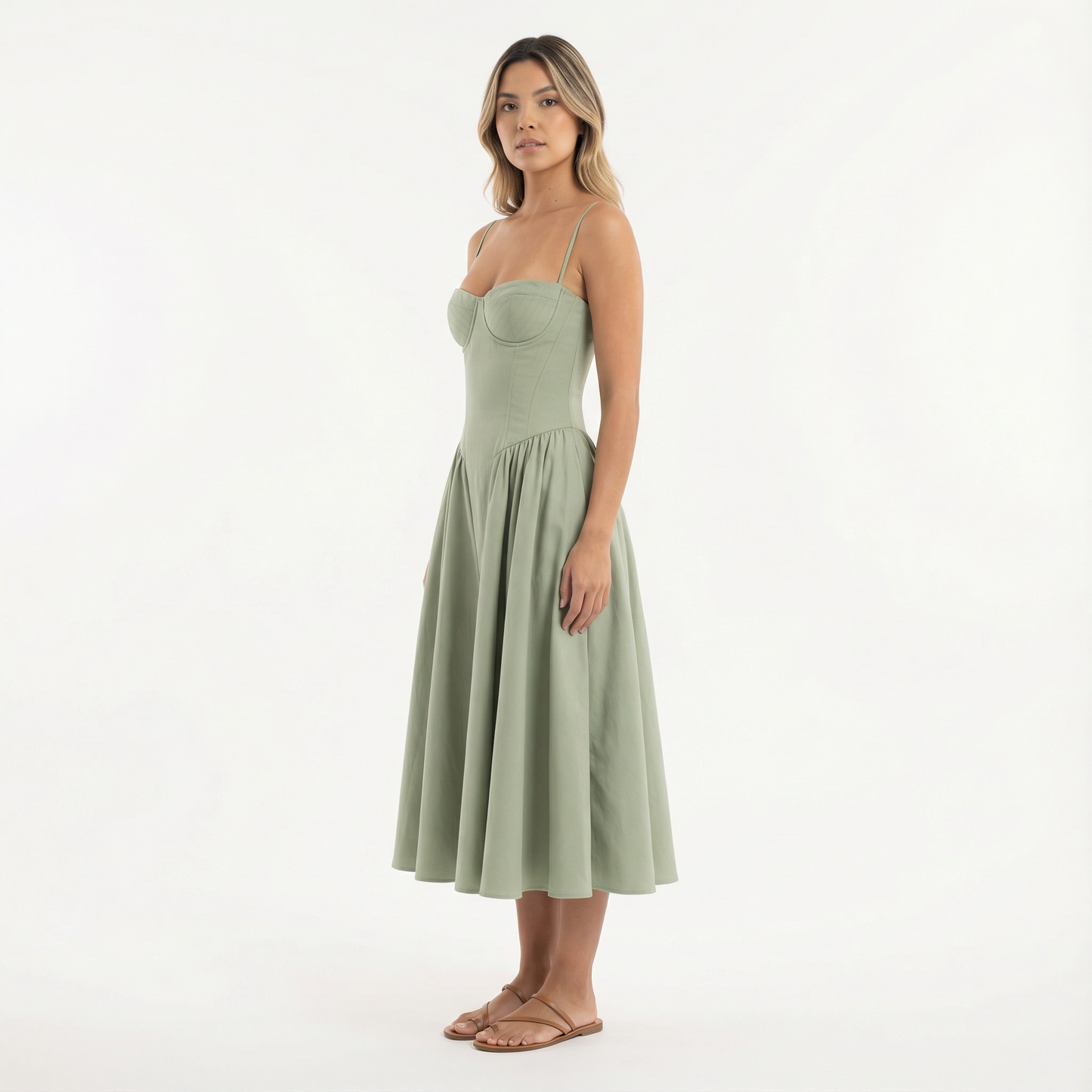 Vestido Corsé Mujer Midi Ajustado
