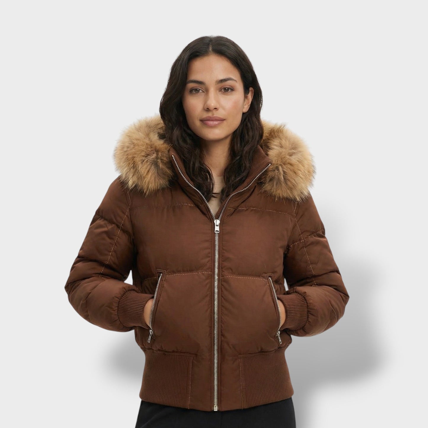 Chaqueta Acolchada con Capucha Pelo Mujer - Mavetta