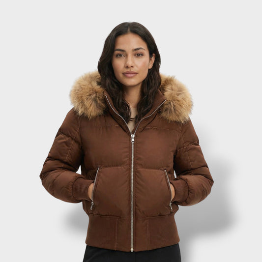 Chaqueta Acolchada con Capucha Pelo Mujer - Mavetta