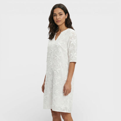 Vestido Midi Mujer Bordado Floral Ajuste Regular
