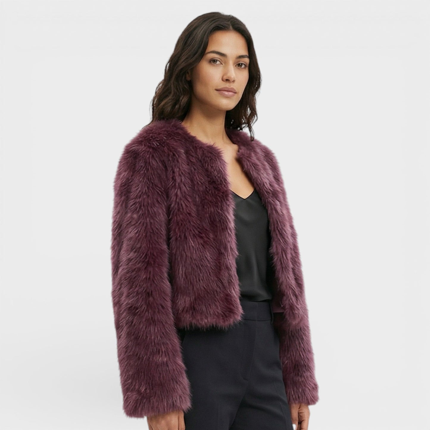 Chaqueta Corta de Piel Sintética Mujer
