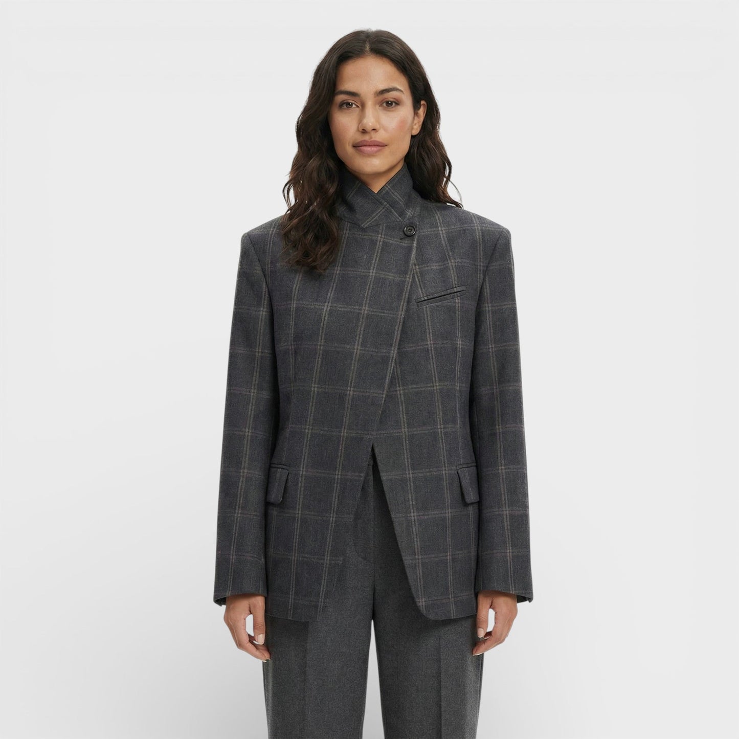 Blazer Corto a Cuadros Mujer - Mavetta