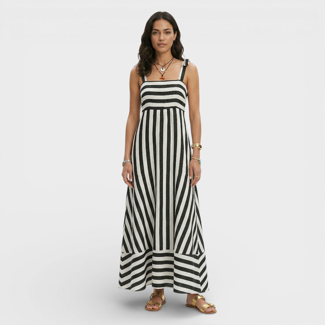 Vestido Largo Mujer Estampado Corte Línea A