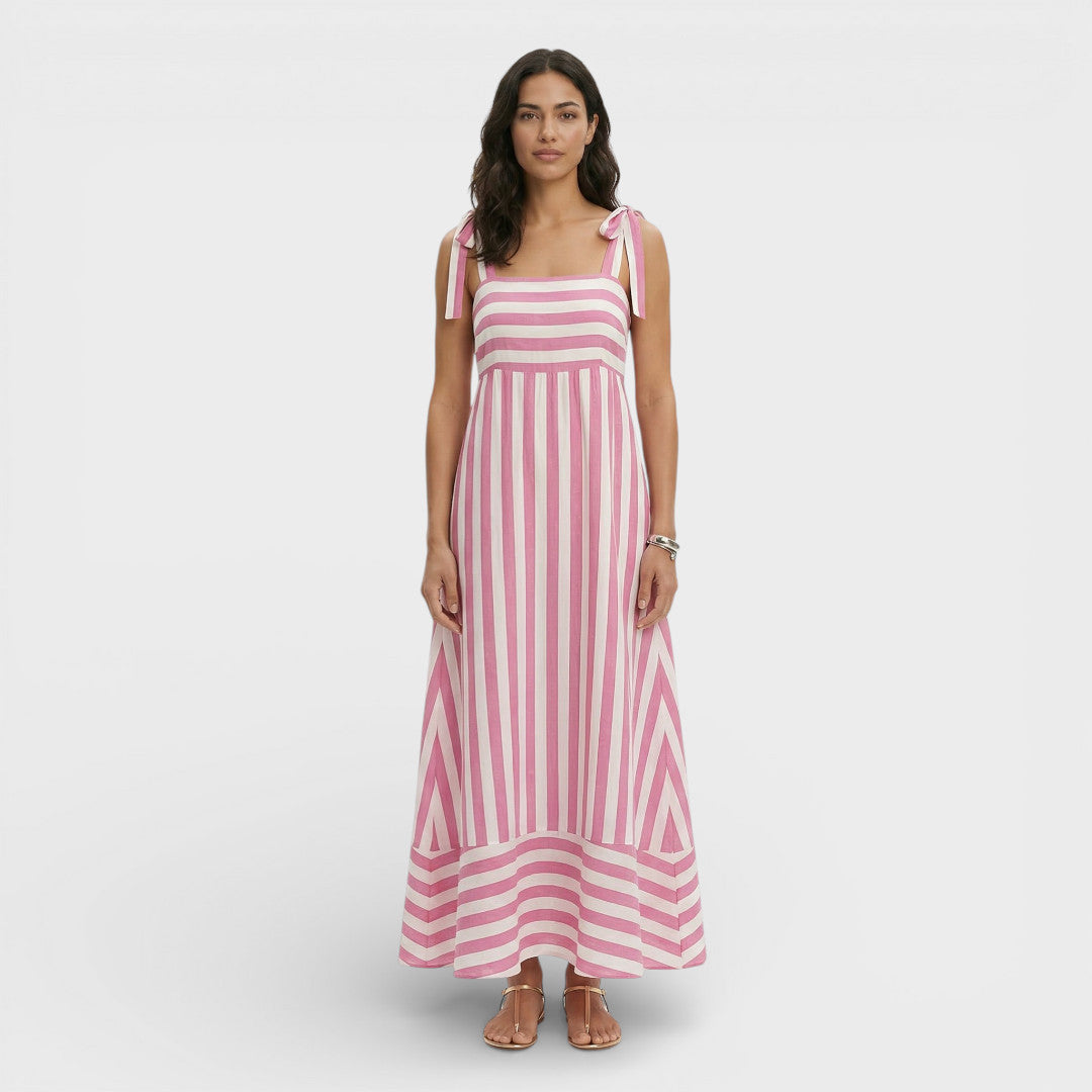 Vestido Largo Mujer Estampado Corte Línea A