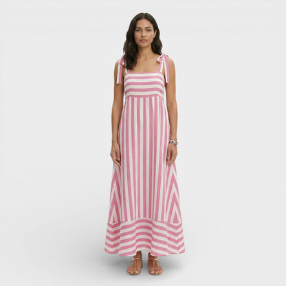 Vestido Largo Mujer Estampado Corte Línea A