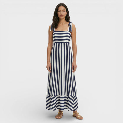 Vestido Largo Mujer Estampado Corte Línea A