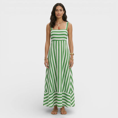Vestido Largo Mujer Estampado Corte Línea A
