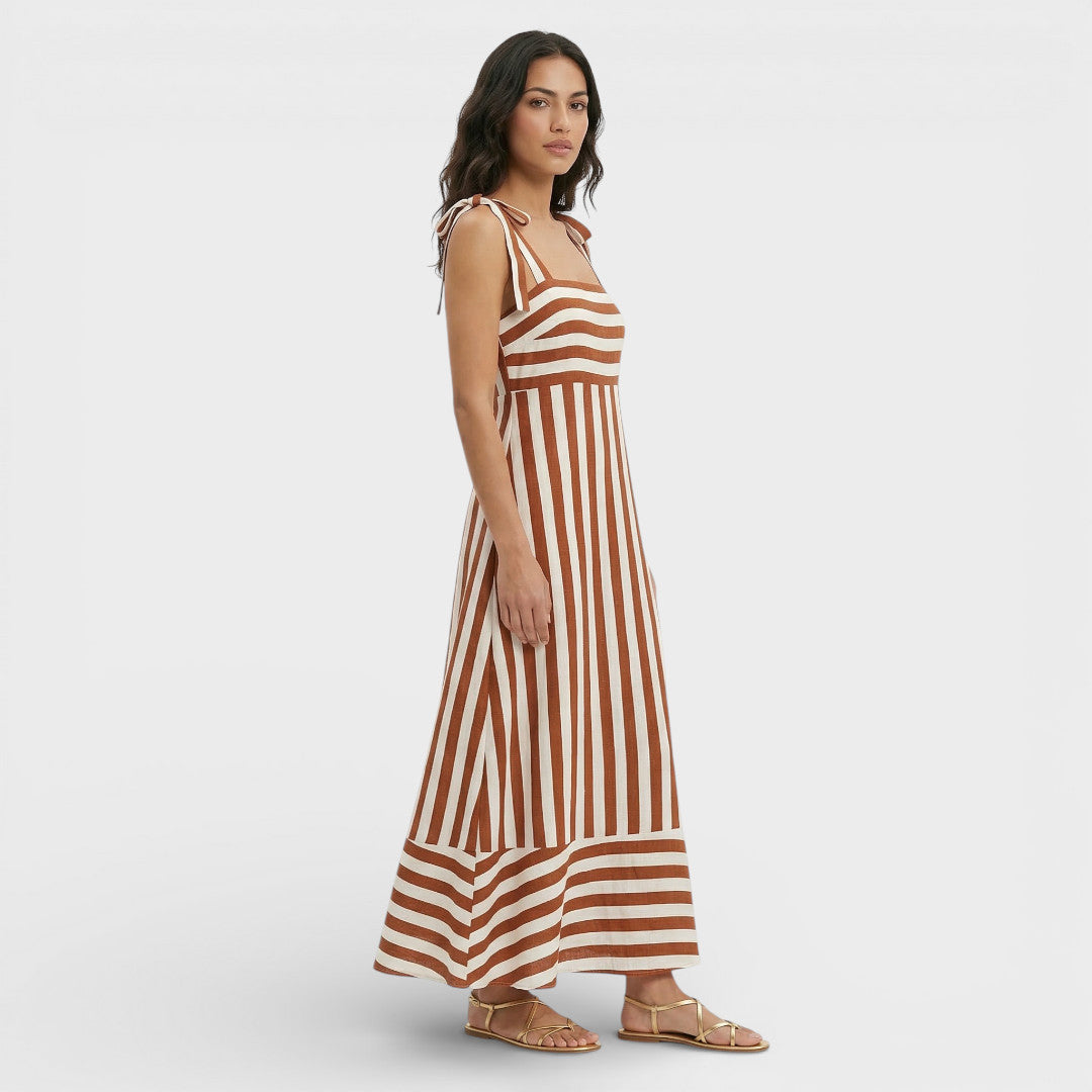 Vestido Largo Mujer Estampado Corte Línea A