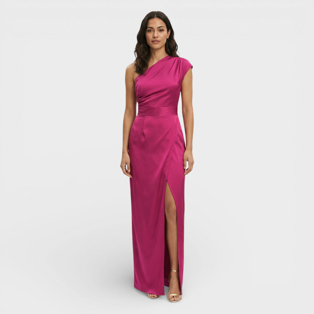 Vestido Largo Mujer Un Hombro Ajuste Fluido