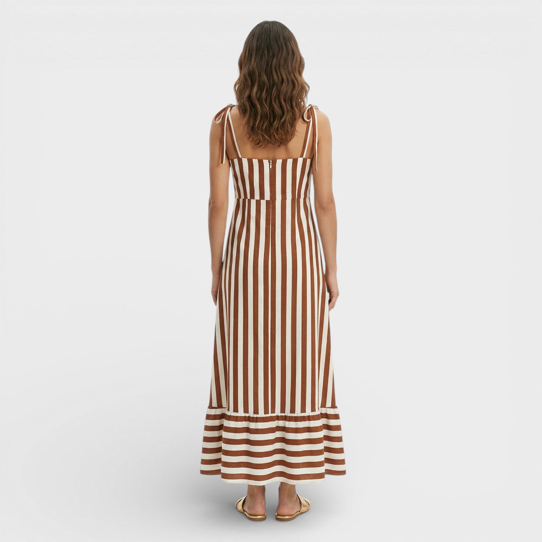 Vestido Largo Mujer Estampado Corte Línea A