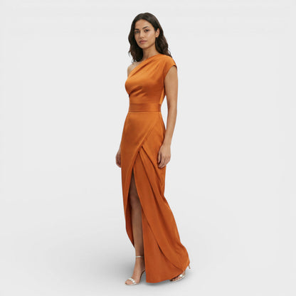 Vestido Largo Mujer Un Hombro Ajuste Fluido