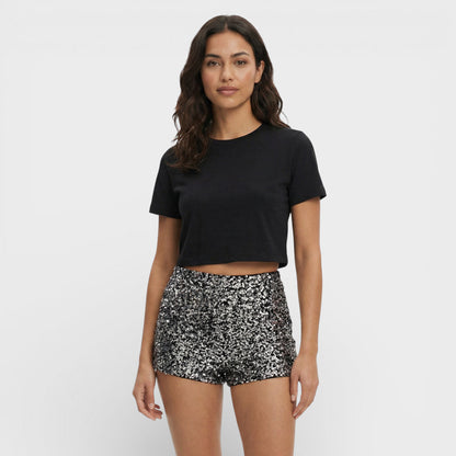 Bermudas Mujer de Lentejuelas Ajuste Slim