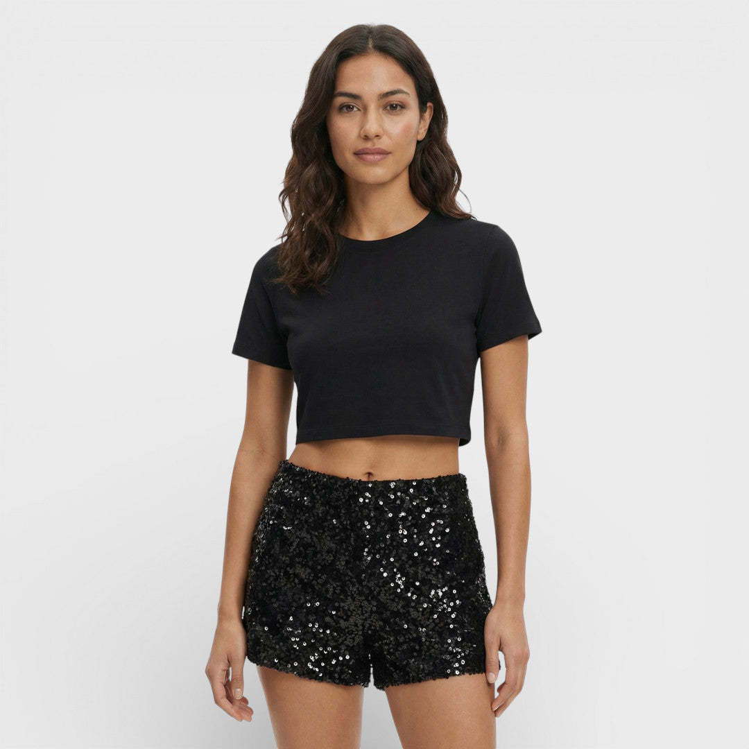 Bermudas Mujer de Lentejuelas Ajuste Slim