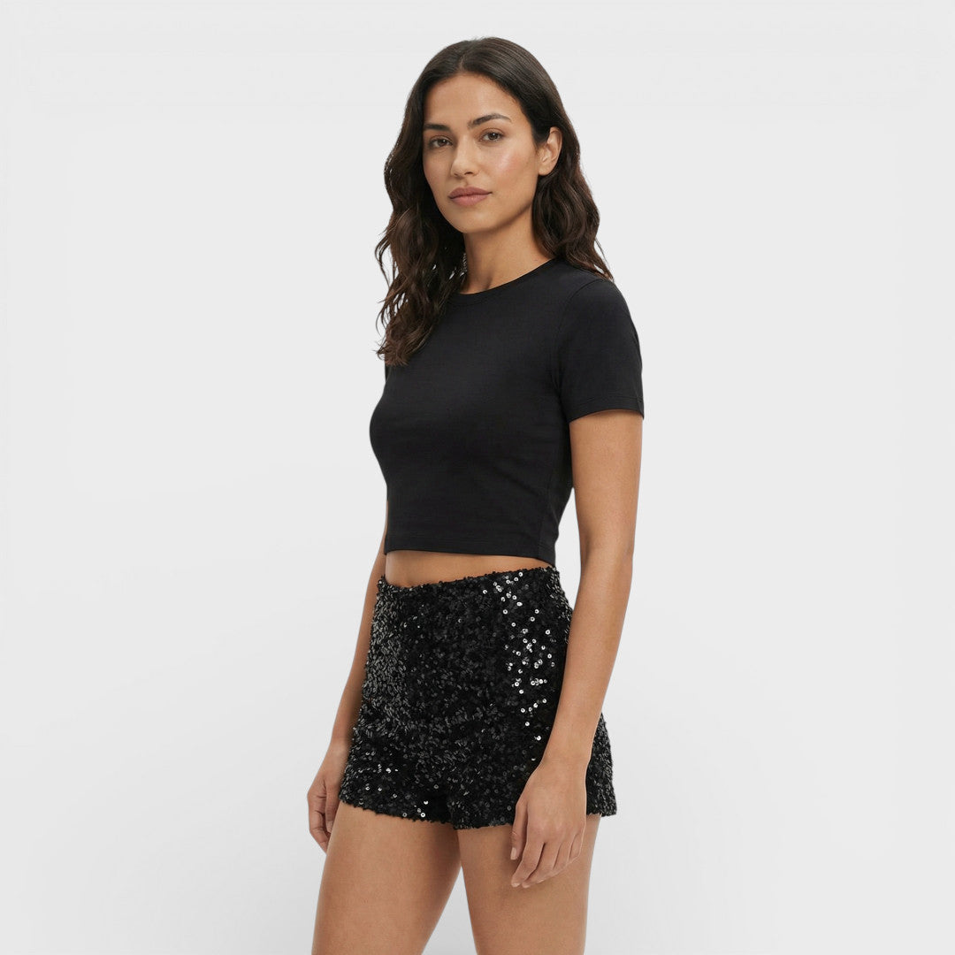 Bermudas Mujer de Lentejuelas Ajuste Slim - Mavetta