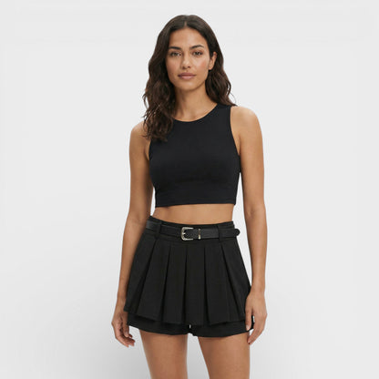 Shorts Mujer Plisados Tiro Alto