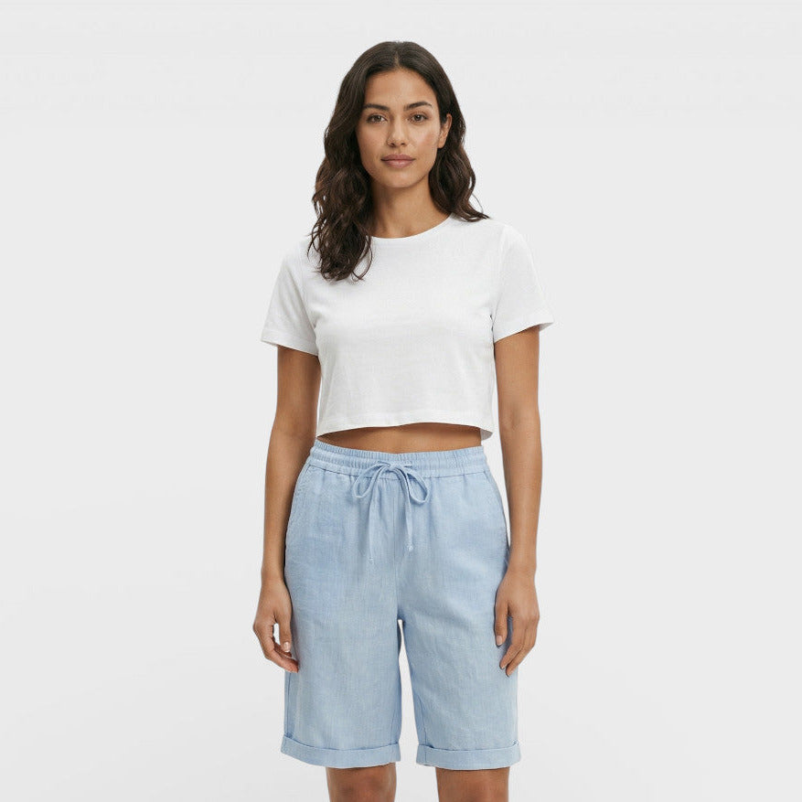 Pantalones Cortos Mujer Tejido Ligero Corte Relax