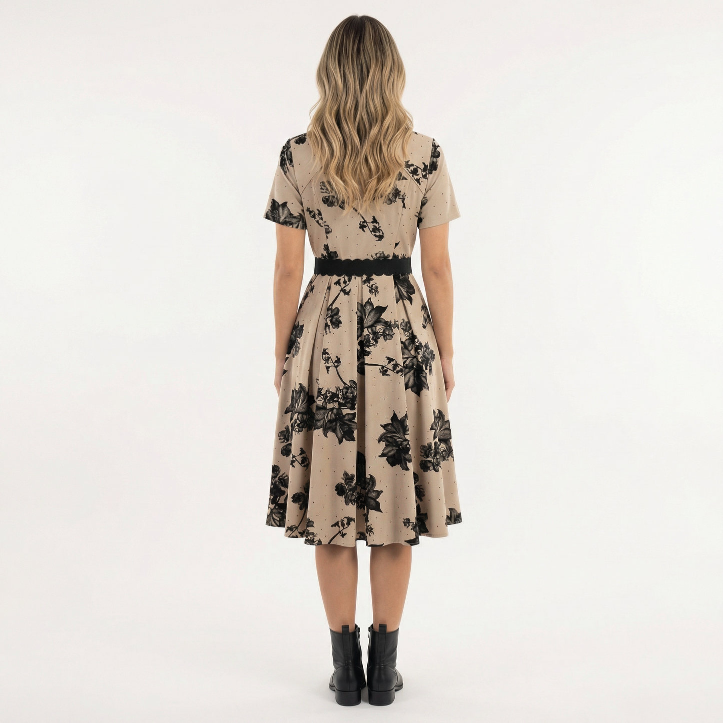 Vestido Midi Mujer Estampado Floral Cinturón Ajustable