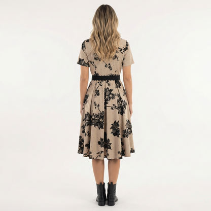 Vestido Midi Mujer Estampado Floral Cinturón Ajustable