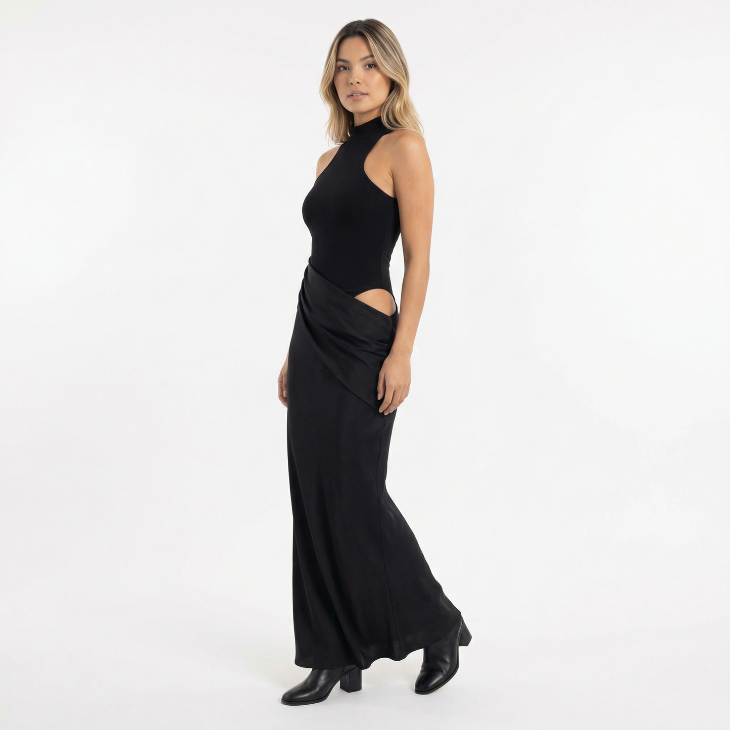Vestido Largo Mujer de Satén Corte Elegante