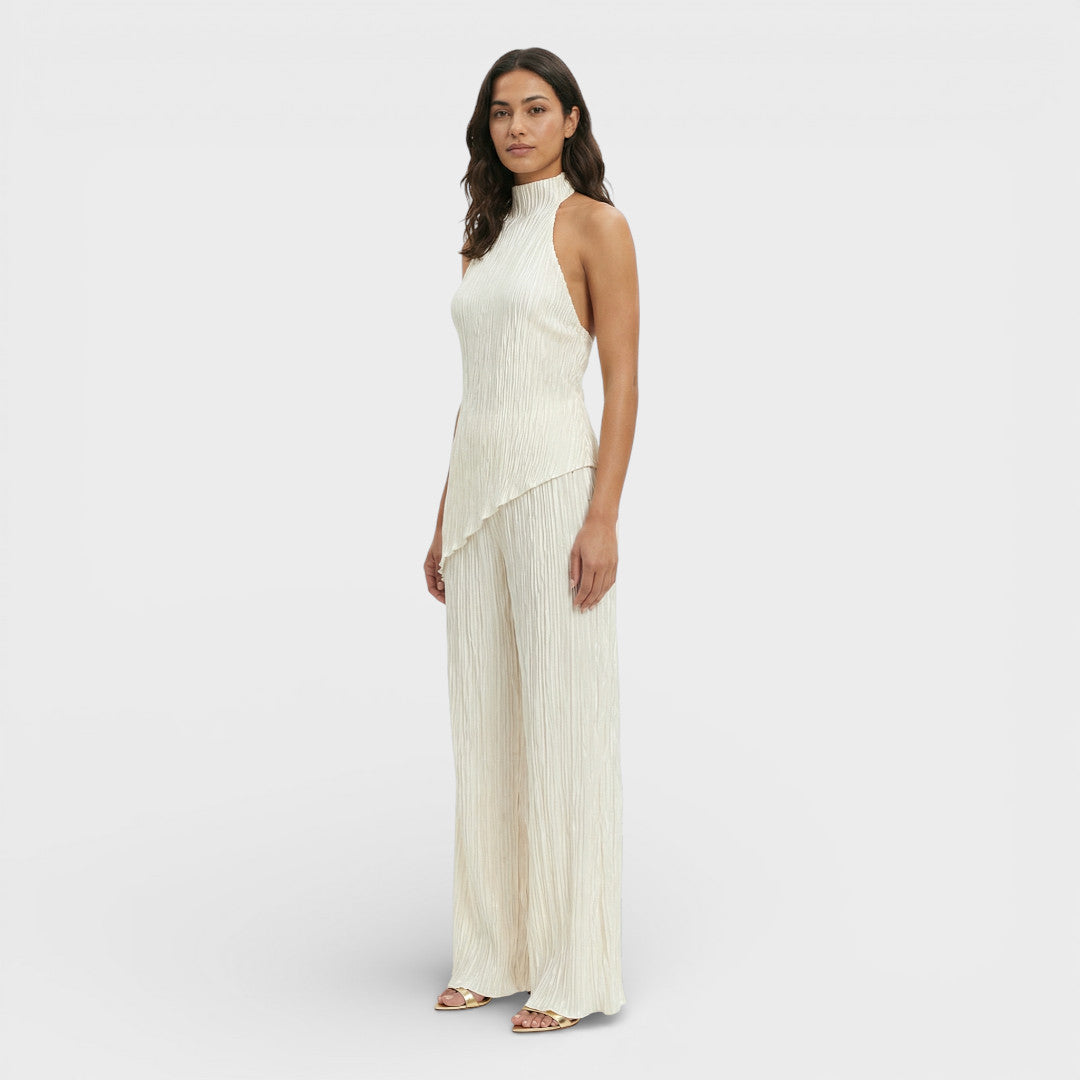 Conjunto Mujer Plisado Halter Pantalón Ancho - Mavetta