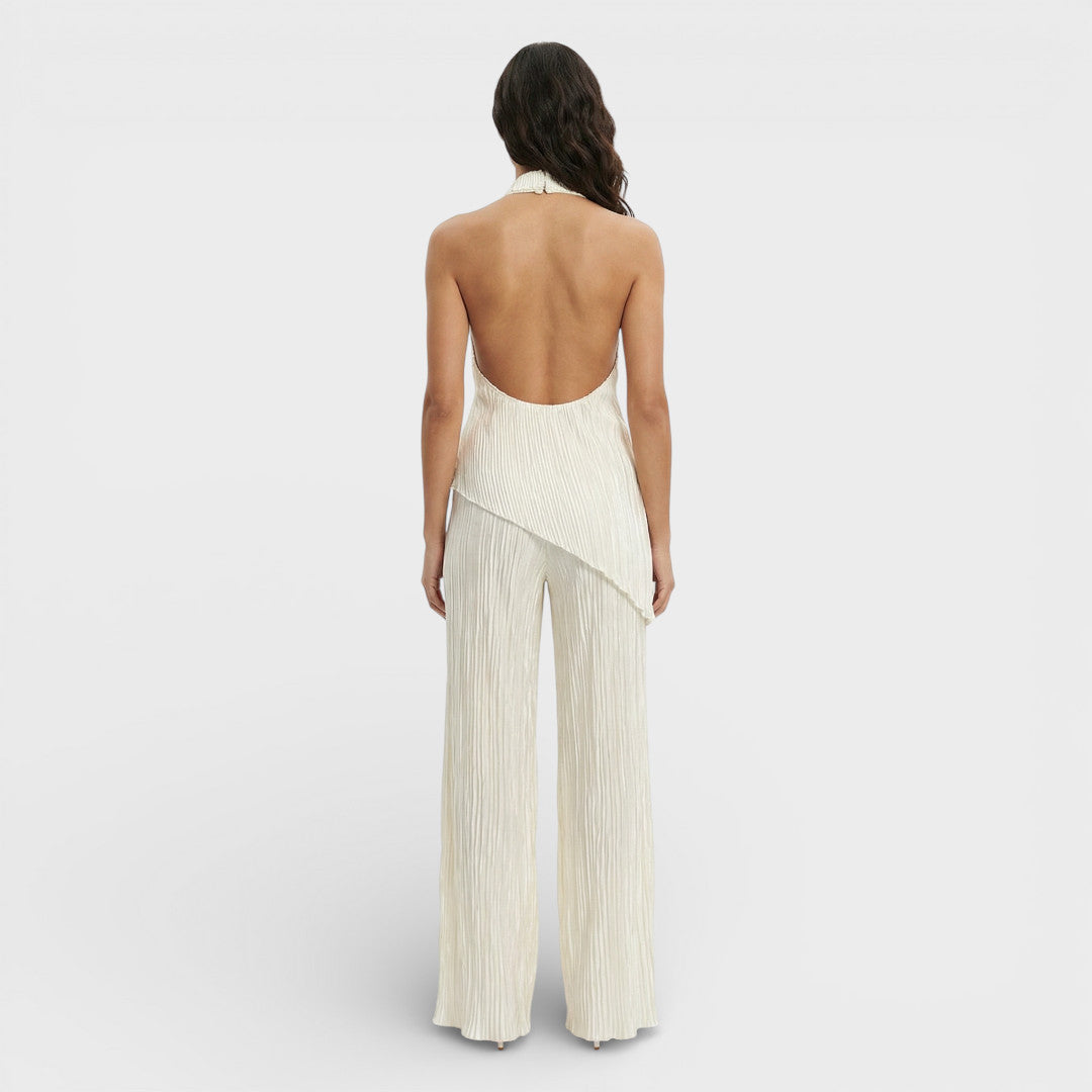 Conjunto Mujer Plisado Halter Pantalón Ancho