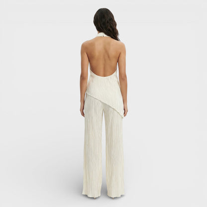 Conjunto Mujer Plisado Halter Pantalón Ancho