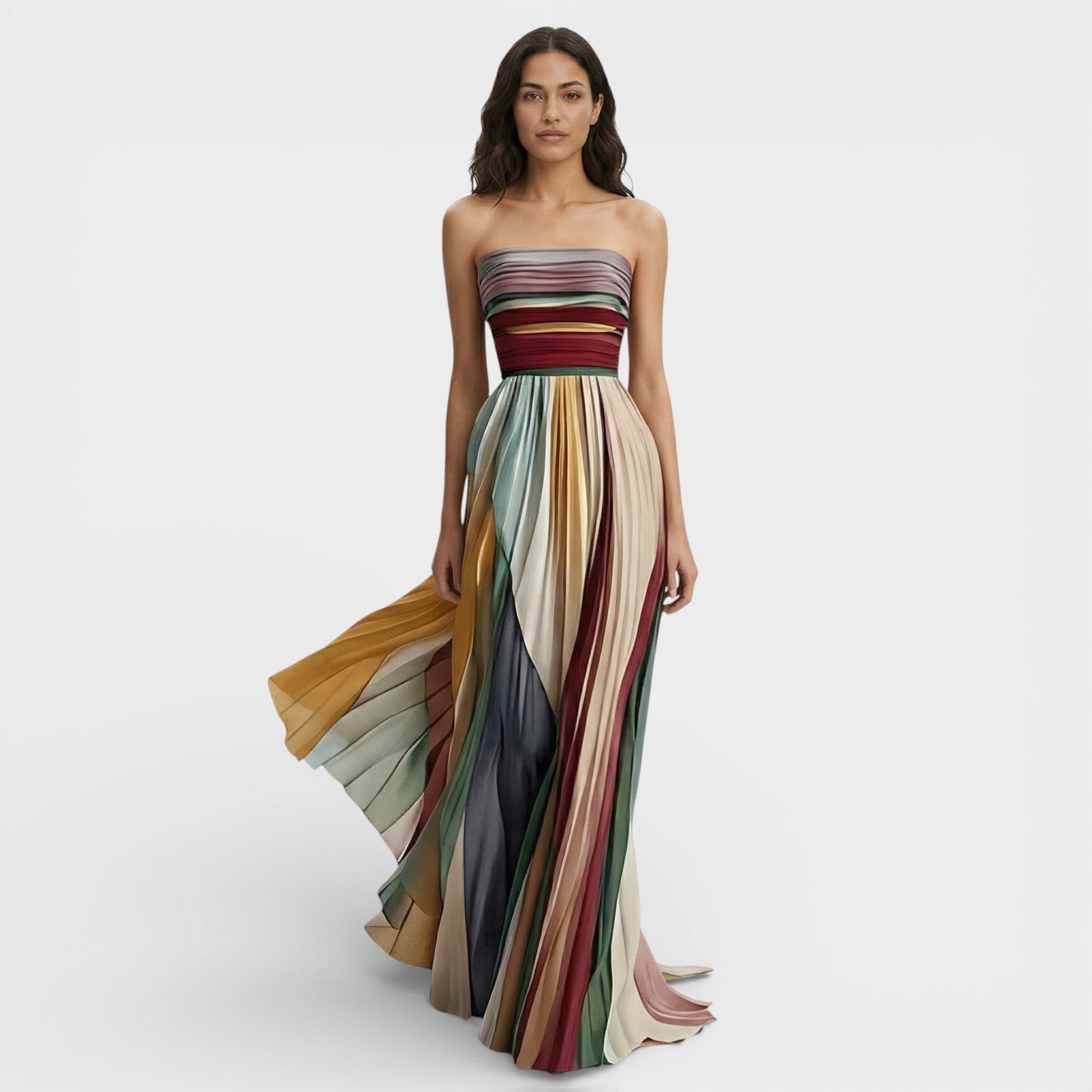 Vestido Maxi Mujer Plisado Hombros Descubiertos - Mavetta