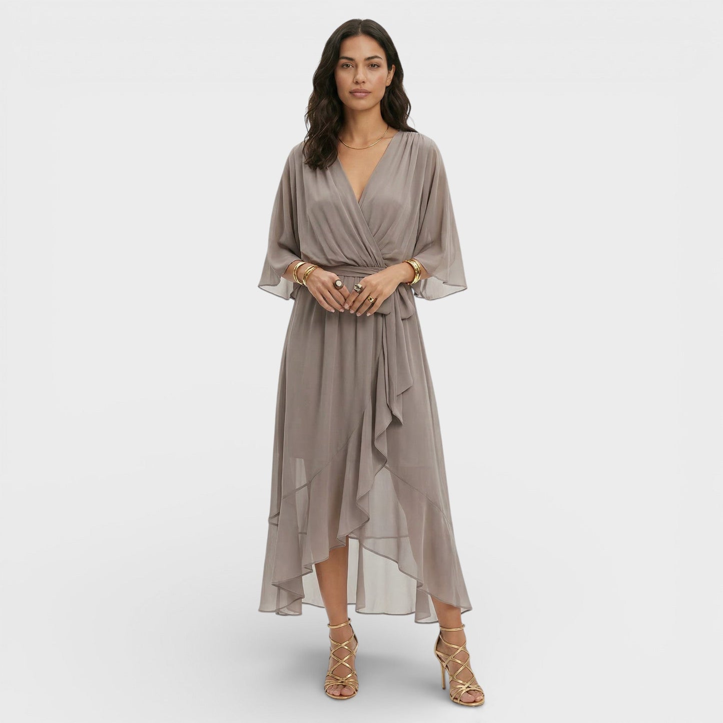 Vestido Mujer Escote en V Corte Ajustado