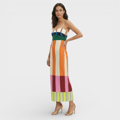 Vestido Maxi Mujer de Tejido Ligero y Corte Fluido