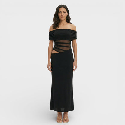 Vestido Largo Mujer Fruncido Corte Asimétrico