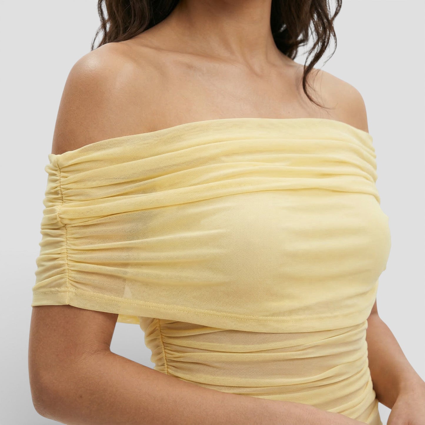 Vestido Largo Mujer Fruncido Corte Asimétrico