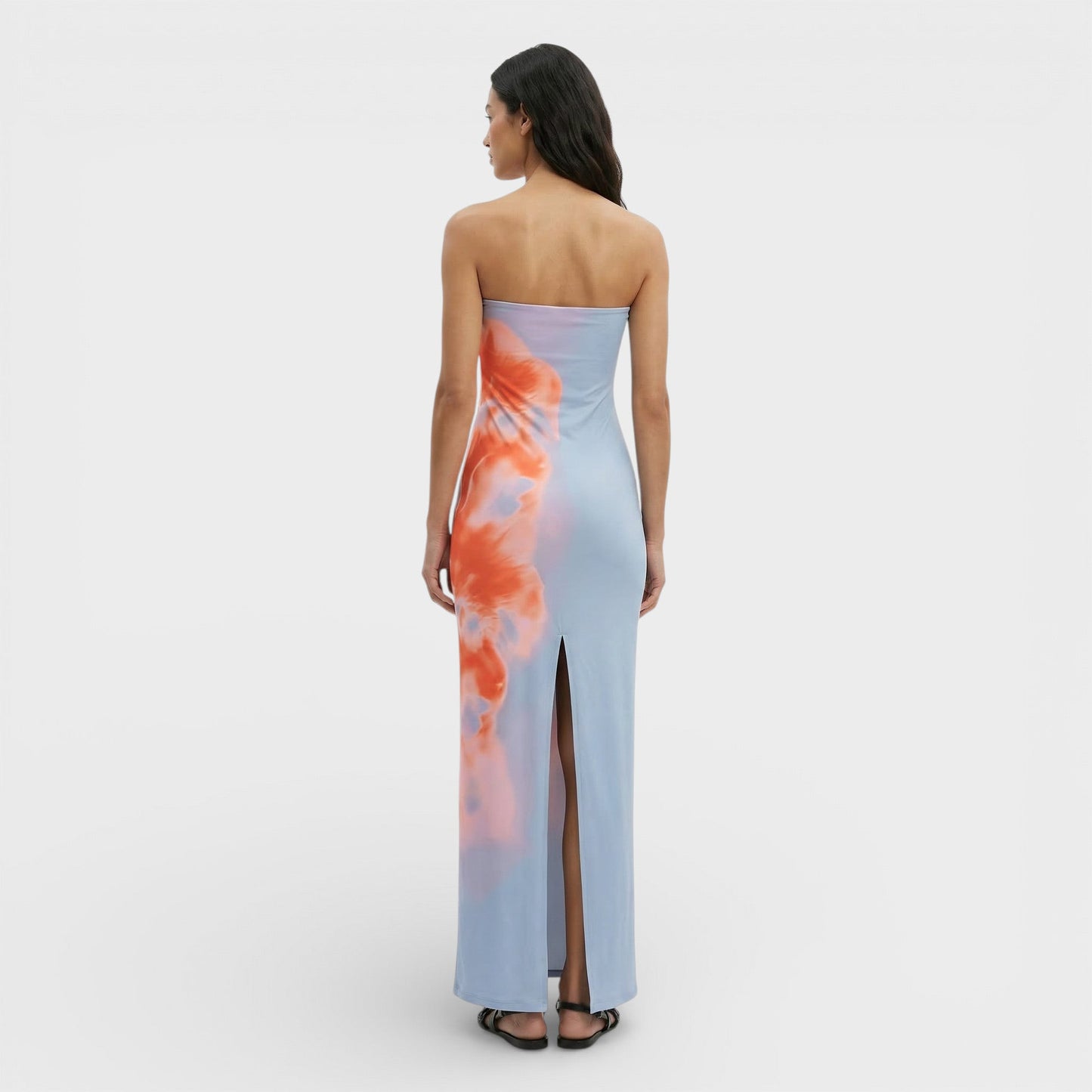 Vestido Maxi Mujer Sin Tirantes Estampado
