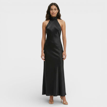 Vestido Maxi Mujer de Satén Escote Halter