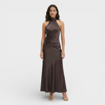 Vestido Maxi Mujer de Satén Escote Halter