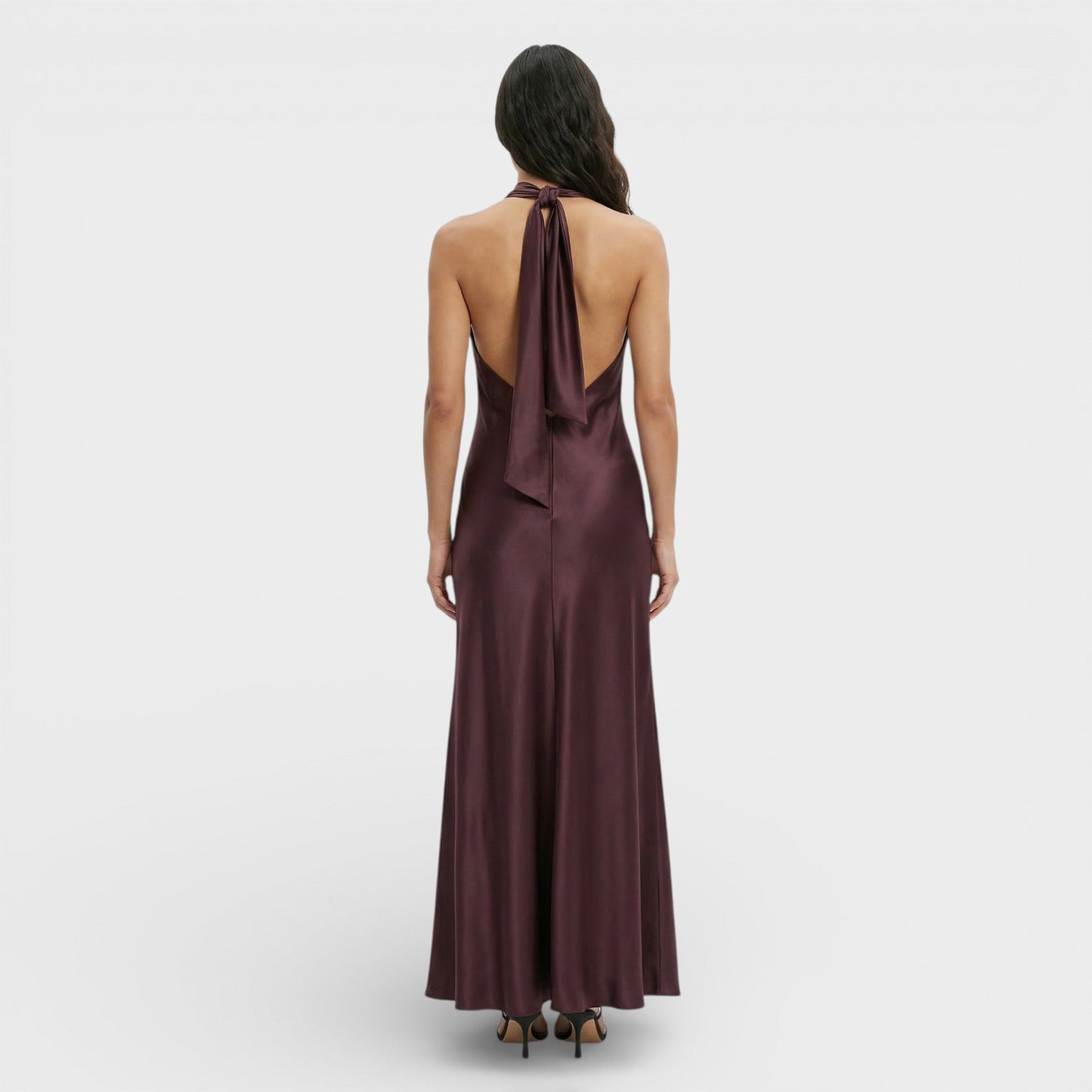 Vestido Maxi Mujer de Satén Escote Halter
