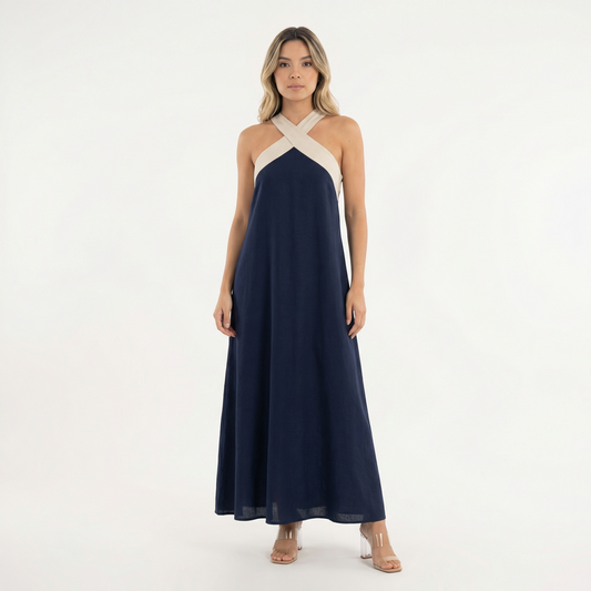Vestido Largo Mujer Cruzado Halter - Mavetta