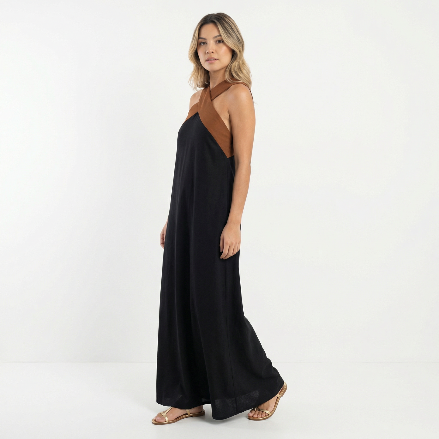 Vestido Largo Mujer Cruzado Halter