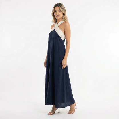 Vestido Largo Mujer Cruzado Halter