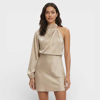 Vestido Asimétrico Mini Satinado