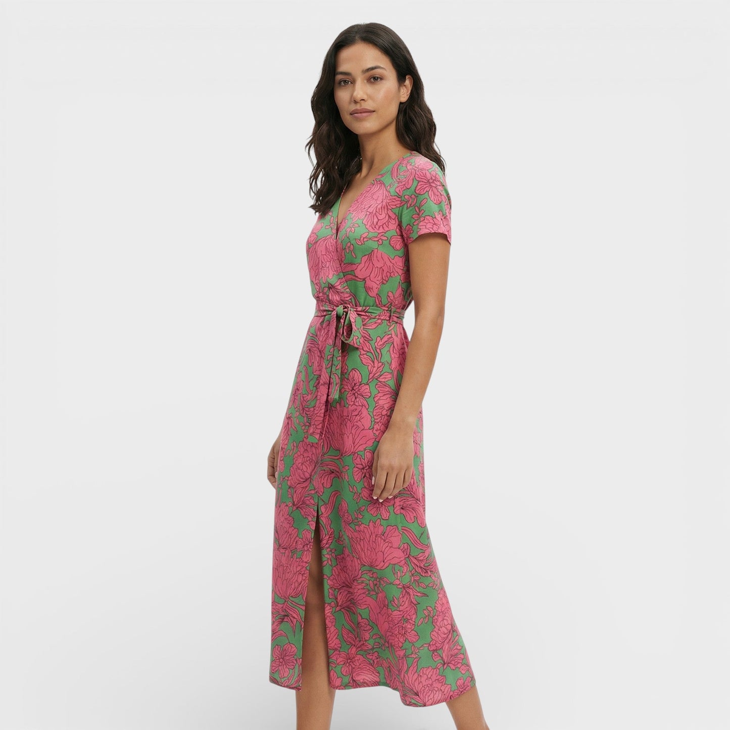 Vestido Midi Cruzado Floral Mujer - Mavetta