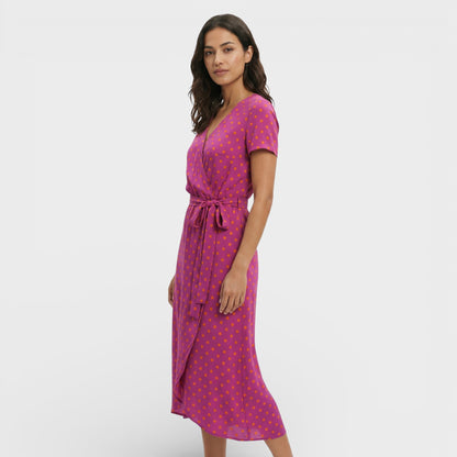 Vestido Midi Cruzado Floral Mujer