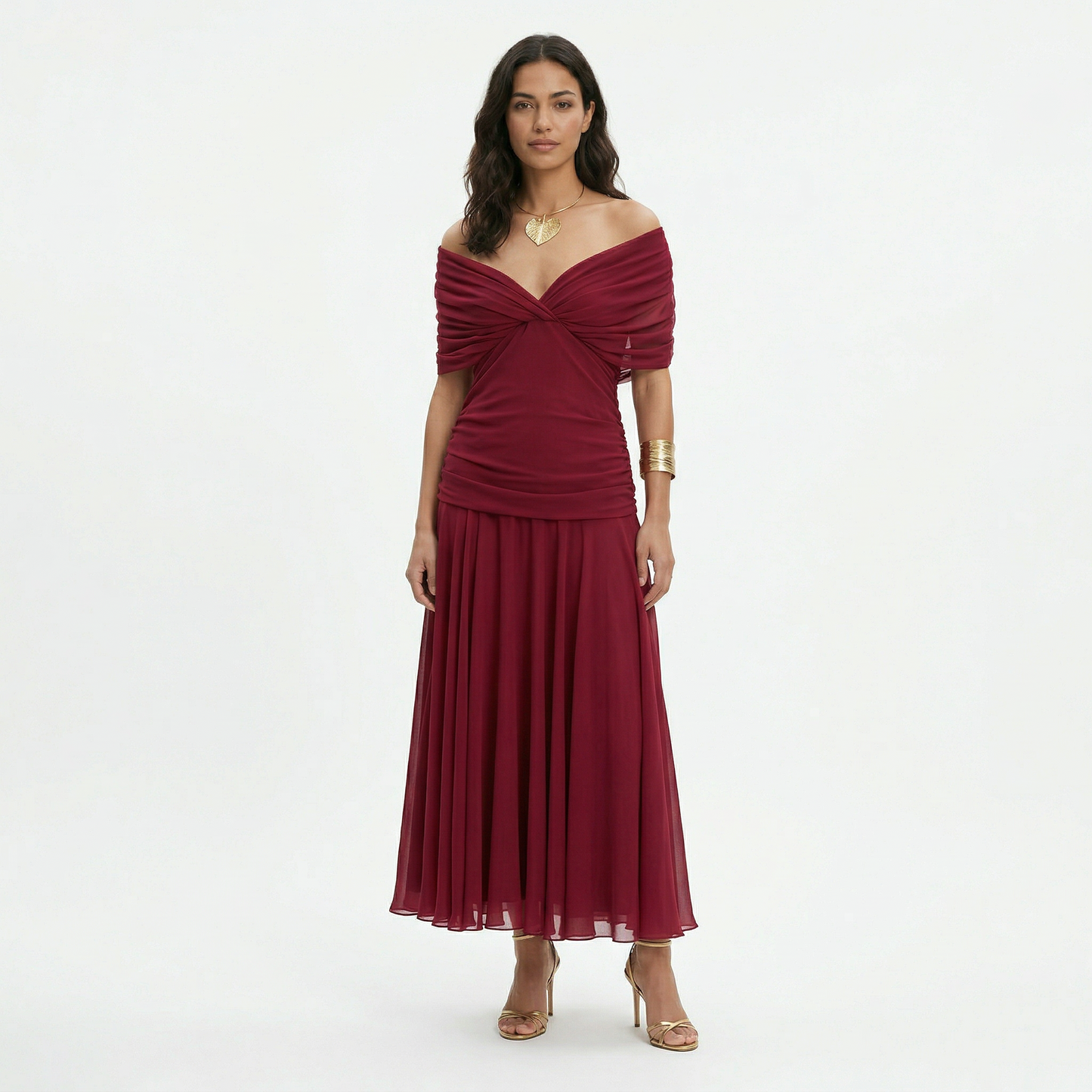 Vestido Largo Mujer Plisado Estampado Floral