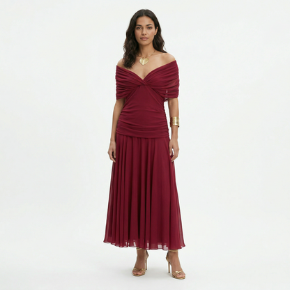 Vestido Largo Mujer Plisado Estampado Floral