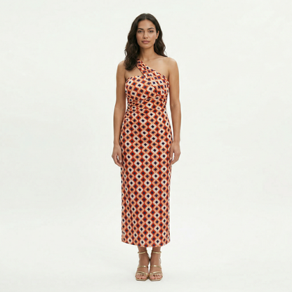 Vestido Midi Mujer Fiesta Un Hombro