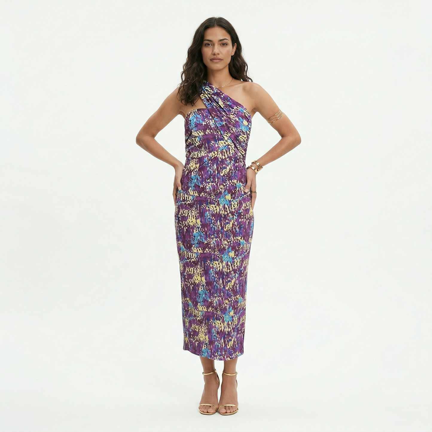 Vestido Midi Mujer Fiesta Un Hombro
