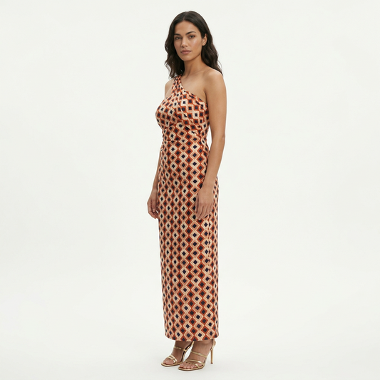 Vestido Midi Mujer Fiesta Un Hombro - Mavetta